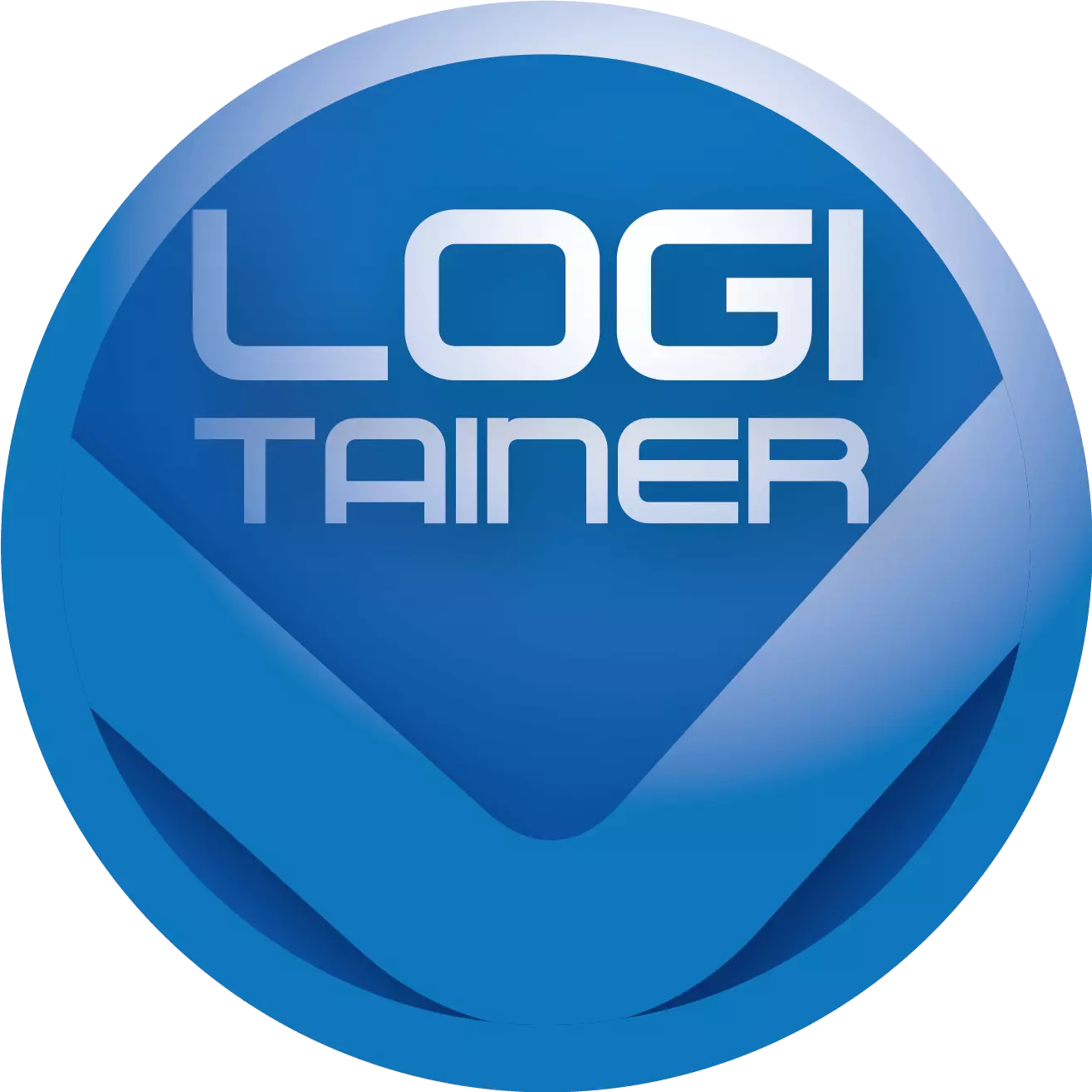 Logo de la marque Logitainer, nleu maritime et rond